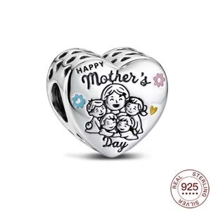 Happy Mother’s Day Heart Charm - Sterling Silver